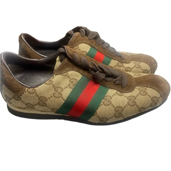 Gucci Beige GG Canvas and Brown Suede Web Detail
Sneakers Size - Picture 9 of 10